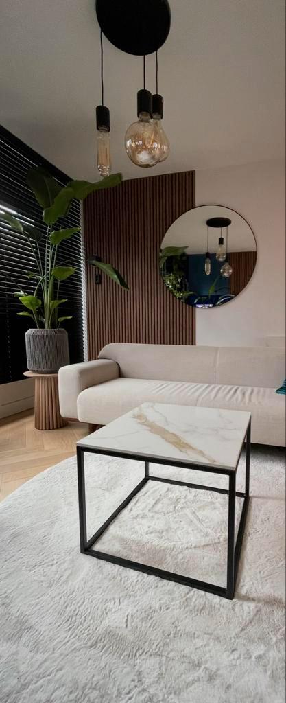 Moderne vierkante salontafel met keramisch blad, Huis en Inrichting, Tafels | Salontafels, Gebruikt, Minder dan 50 cm, 50 tot 100 cm