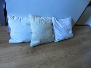 3 Bankkussens 45 x 45. en 43 x 43, en 57 X 47cm. Samen 4,00 beschikbaar voor biedingen