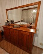 Massief houten dressoir met spiegel - 166cm breed, Huis en Inrichting, Kasten | Dressoirs, Ophalen, 25 tot 50 cm, 150 tot 200 cm