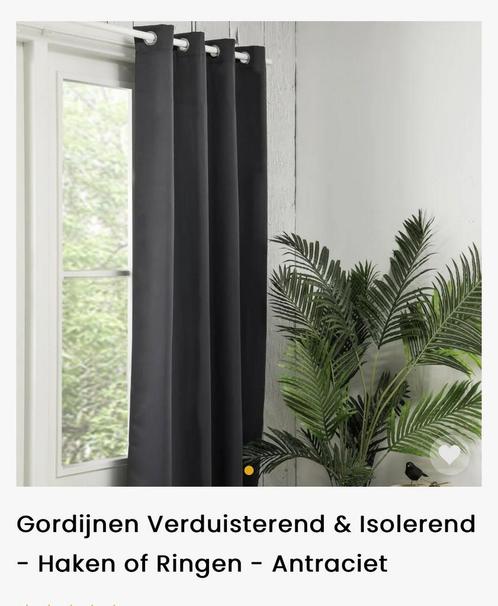 Verduisterende gordijnen antraciet met ringen, Huis en Inrichting, Stoffering | Gordijnen en Lamellen, Nieuw, 200 cm of meer, 200 cm of meer