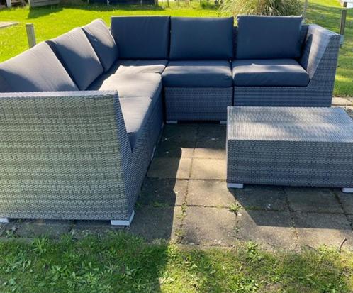 Loungeset wicker 4 seasons outdoor, Tuin en Terras, Tuinsets en Loungesets, Gebruikt, Loungeset, Wicker, 6 zitplaatsen, Bank, Hocker