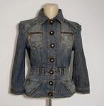 "Damaged" blauw spijkerjasje van Just Roberto Cavalli, Verzenden, Gedragen, Maat 34 (XS) of kleiner, Blauw