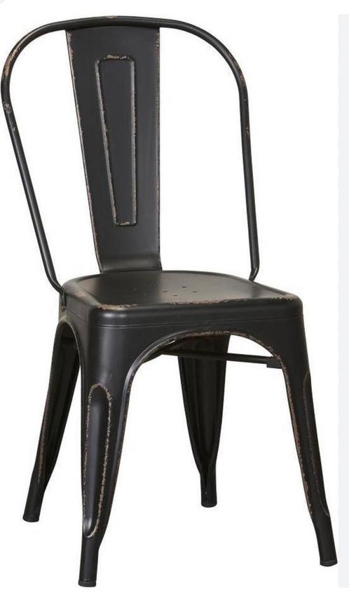 3x Metalen Eetkamer Stoel Mat Zwart (Legend/Tolix), Huis en Inrichting, Stoelen, Zo goed als nieuw, Drie, Metaal, Zwart, Ophalen of Verzenden