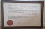 Origineel diploma Universiteit Leiden, met lakzegel en lijst, Antiek en Kunst, Curiosa en Brocante, Ophalen