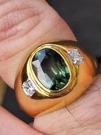 18krt gouden ring met 3.2 krt saffier en 0.40 krt briljant, Sieraden, Tassen en Uiterlijk, Ringen, Ophalen of Verzenden, Zo goed als nieuw