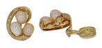 14 karaats gouden design oorbellen met parels en diamanten, Goud, Knopjes of Stekers, Goud, Met edelsteen