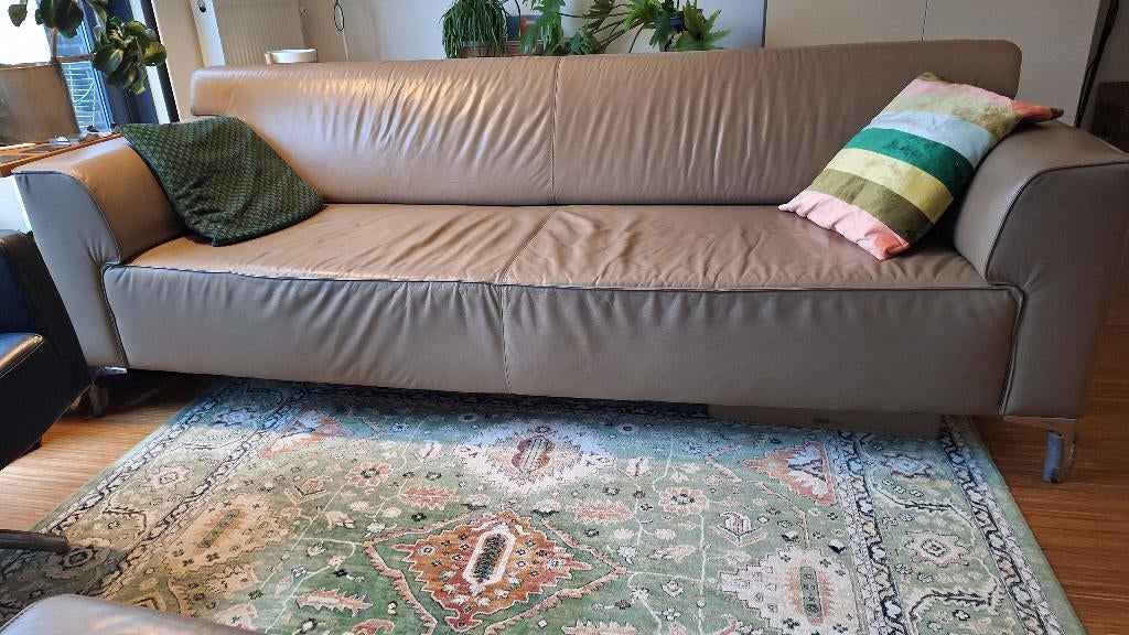 Lederen 3-zits bank Montel met voetenbank, Huis en Inrichting, Banken | Voetenbanken en Poefen, Gebruikt, 75 tot 100 cm, 125 cm of meer