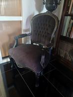 Barok Stoel Zwart Fluweel, Huis en Inrichting, Fauteuils, Hout, Gebruikt, Barok, Minder dan 75 cm