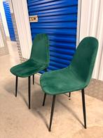 4 groene suède stoelen, Huis en Inrichting, Stoelen, Ophalen, Overige kleuren, Zo goed als nieuw, Vier