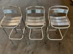 3 aluminium barstoelen bar stoelen barkrukken krukken, Huis en Inrichting, Barkrukken, 2 krukken, Ophalen, Zo goed als nieuw, 60 tot 90 cm