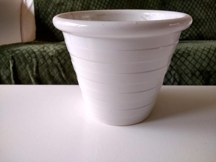 Antieke gestreepte bloempot Petrus Regout uit 1900, Antiek en Kunst, Antiek | Keramiek en Aardewerk, Ophalen of Verzenden