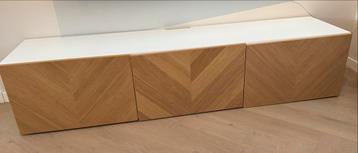 Ikea BESTA TV meubel wit/eikenfineer (visgraat) - afbeelding 2