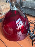 Rode vintage glazen lampen, hanglampen met stekker, Ophalen of Verzenden, Zo goed als nieuw, Glas, Minder dan 50 cm