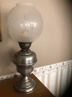 Tinnen Staande Schemerlamp met Glazen Kap - Vintage Stijl, Antiek en Kunst, Antiek | Lampen, Ophalen
