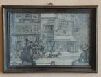 Anton Pieck zeefdruk prent ingelijst Straatbeeld,  volgnr 22, Antiek en Kunst, Ophalen of Verzenden