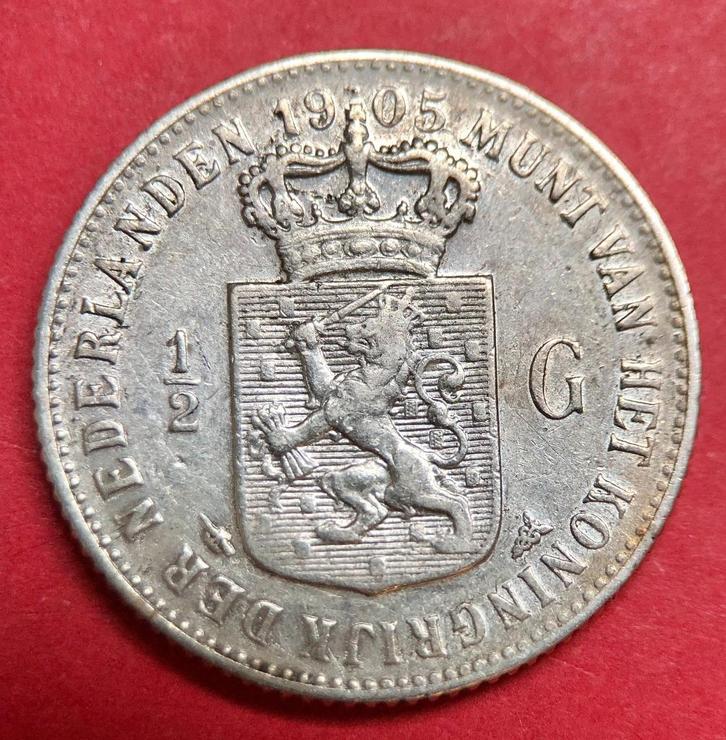 Halve gulden 1905. Zfr., Postzegels en Munten, Munten | Nederland, Losse munt, ½ gulden, Koningin Wilhelmina, Zilver, Verzenden