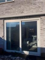 Mooie houten schuifpui met dubbel glas en lamellen, Gebruikt, Ophalen of Verzenden, Inclusief glas, Hout