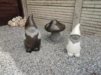Tuinkabouters en paddenstoel - Set van 3, Tuin en Terras, Tuinbeelden, Ophalen, Zo goed als nieuw, Beton, Tuinkabouter