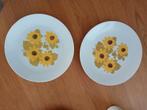 2 Lieve Ontbijtbordjes Wit met Bloemen, Gebruikt, Ophalen of Verzenden, Bord(en), Overige stijlen