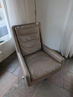 Luxe leren draaistoelen met poef - Leverkleur, Ophalen, Gebruikt, 75 tot 100 cm, Modern