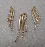 18 karaat gouden bicolor set oorbellen en hanger nr.292, Sieraden, Tassen en Uiterlijk, Oorbellen, Verzenden, Zo goed als nieuw