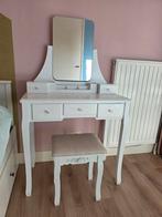 Mooie witte kaptafel met spiegel en krukje, Ophalen, Gebruikt, 100 tot 150 cm, Romantisch