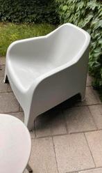 Kunststof tuinstoel Tommy Karwei grijs grijze lichtgrijs., Tuin en Terras, Tuinstoelen, Ophalen, Gebruikt, Kunststof, Stapelbaar