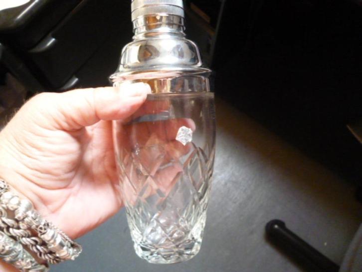 oude gave kristallen cocktail shaker  IZGS 20 cm hoog, Antiek en Kunst, Antiek | Glas en Kristal, Ophalen of Verzenden