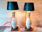 Set lampen gemaakt van vintage bowlingkegels, Huis en Inrichting, Lampen | Tafellampen, Zo goed als nieuw, Hout, Ophalen
