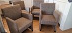 7 bruine grijze stoffe stoelen met wieltjes, Huis en Inrichting, Stoelen, Vijf, Zes of meer stoelen, Grijs, Gebruikt, Landelijk