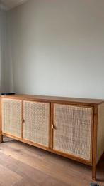 Rotan/webbing houten dressoir, Huis en Inrichting, Kasten | Dressoirs, Ophalen, Japandi, Gebruikt, 100 tot 150 cm