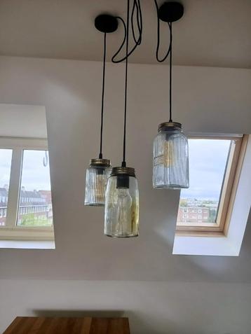 Set van 3 hanglampen in glazen potten beschikbaar voor biedingen