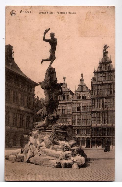 Anvers Grand'Place: Fontaine Brabo - Nels 1919 Antwerpen, Verzamelen, Ansichtkaarten | België, Gelopen, Antwerpen, Voor 1920, Ophalen of Verzenden