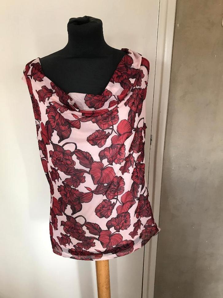 bedrukte top (Promiss), Kleding | Dames, Tops, Zo goed als nieuw, Maat 42/44 (L), Overige kleuren, Zonder mouw, Ophalen of Verzenden