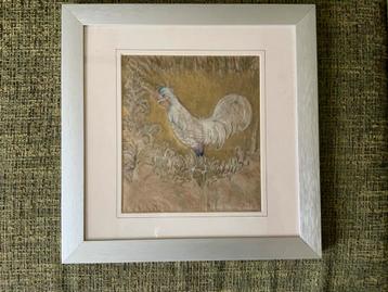 Aquarel Schilderij Léonie Lutomirski Statige Haan Jugendstil beschikbaar voor biedingen