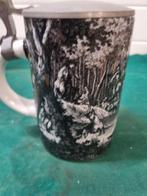 bierpul met jacht afbeelding en tinnen deksel, Verzamelen, Ophalen of Verzenden, 'T Olde Gre-j, Info@toldegrej.nl, Endepoelstraat 20f Didam