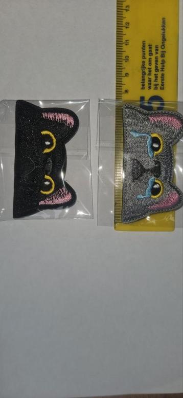 Geborduurde Kat Patches met Klittenband beschikbaar voor biedingen