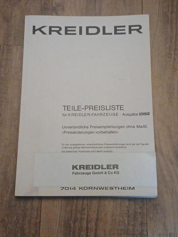 KREIDLER Teilepreisliste Ausgabe 1982 Origineel, Fietsen en Brommers, Handleidingen en Instructieboekjes, Zo goed als nieuw, Verzenden