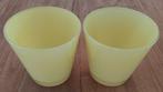 2 gele glazen potten / bloempotten, Tuin en Terras, Bloempotten, Overige materialen, Rond, Zo goed als nieuw, Tuin