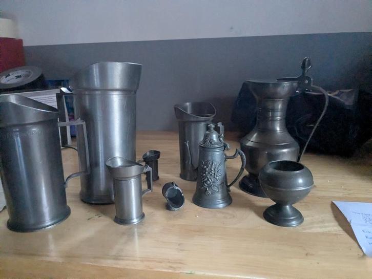 Tinnen Servies Set, Antiek en Kunst, Antiek | Tin, Ophalen of Verzenden