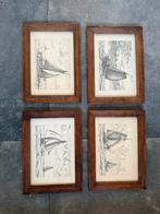 4 ingelijste gravures van Peter Borleyn Fecit, Ophalen of Verzenden