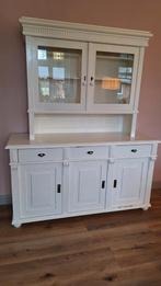 Witte buffetkast met glas, Huis en Inrichting, Kasten | Buffetkasten, Ophalen, Gebruikt, Glas, 150 tot 200 cm