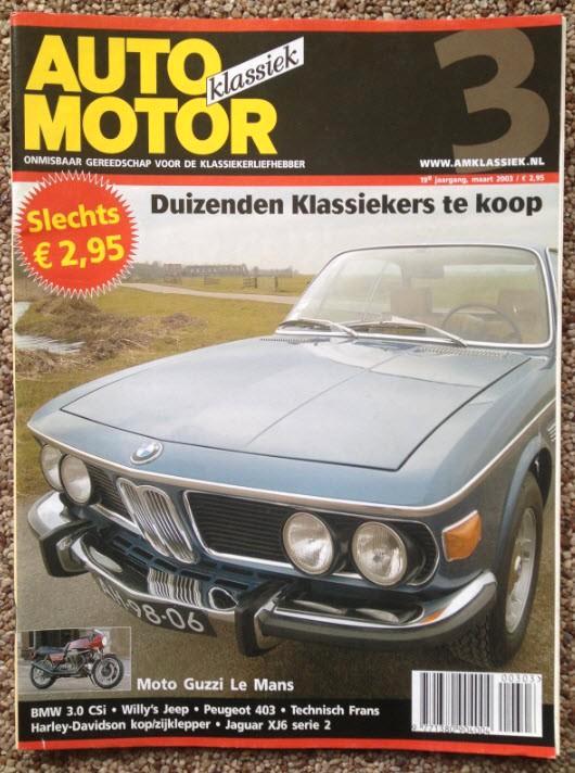 AMK: BMW 3.0 CSi E9, Peugeot 403, Jaguar XJ6, Moto Guzzi 850, Boeken, Auto's | Folders en Tijdschriften, Zo goed als nieuw, Algemeen