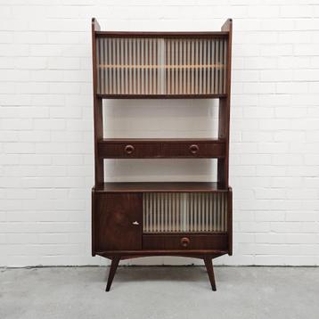 Vintage buffetkast wandkast kast glazen schuifdeurtjes beschikbaar voor biedingen