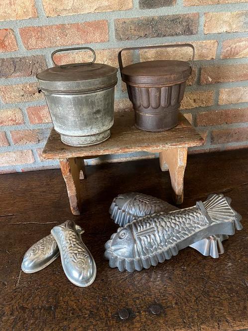 Brocante vis bakvormen/ijsvorm/ poffert, Antiek en Kunst, Antiek | Keukenbenodigdheden, Ophalen of Verzenden