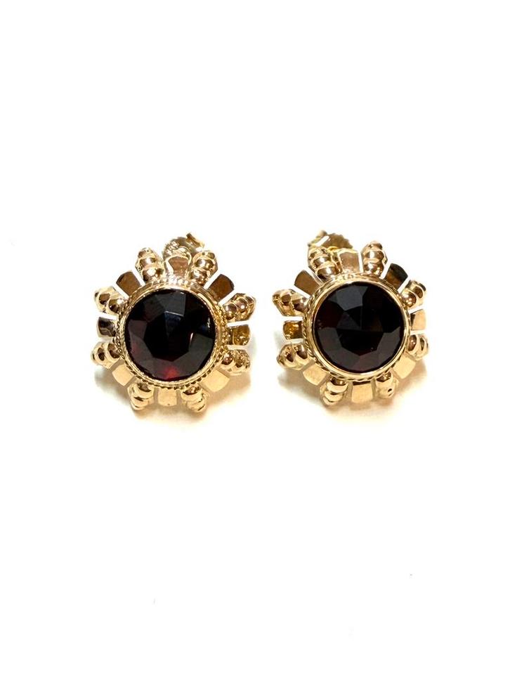 14k gouden oorbellen met granaatsteen, Sieraden, Tassen en Uiterlijk, Oorbellen, Zo goed als nieuw, Knopjes of Stekers, Goud, Goud