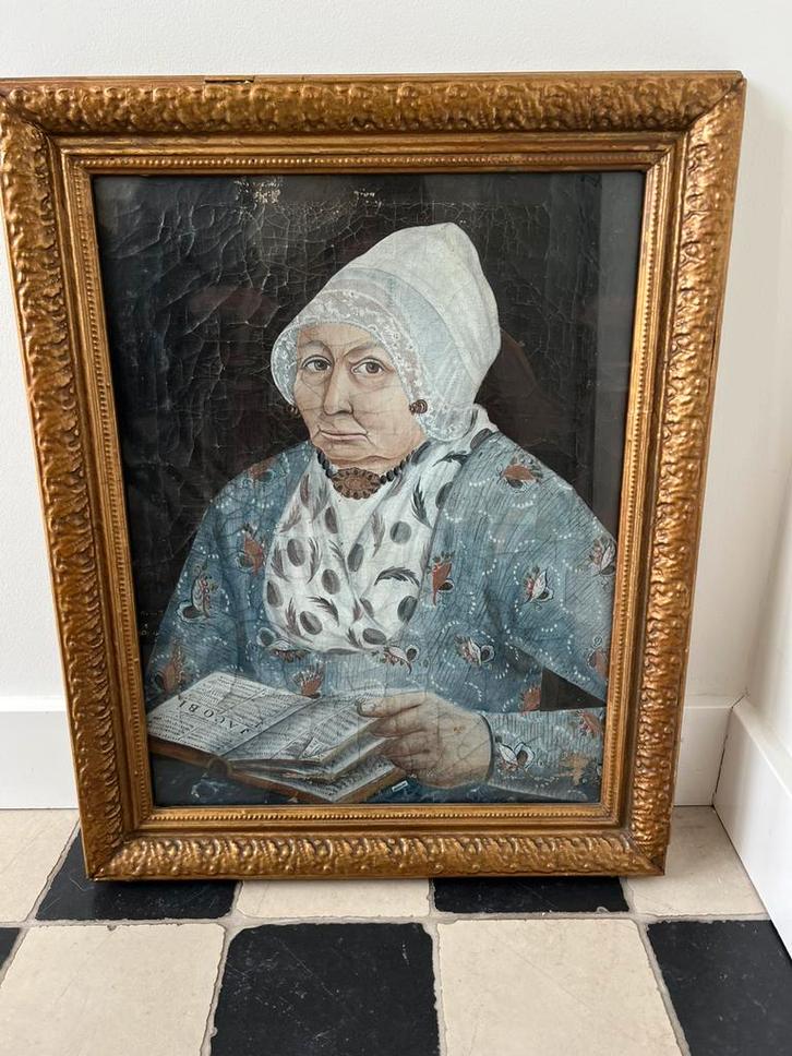 Portret van 19e eeuwse vrouw, Antiek en Kunst, Kunst | Schilderijen | Klassiek, Ophalen of Verzenden