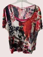 OUI prachtig katoenen top wit roze rood maat 42, Kleding | Dames, Tops, Verzenden, Maat 42/44 (L), Zo goed als nieuw, Korte mouw