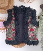 Handgemaakt bodywarmer Afghaanse lammy hippie romy Boomsma, Ophalen of Verzenden, Zo goed als nieuw, Maat 38/40 (M), Bruin