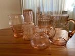 oude roze glazen schalen vazen kannen kopjes roze glas, Antiek en Kunst, Ophalen of Verzenden
